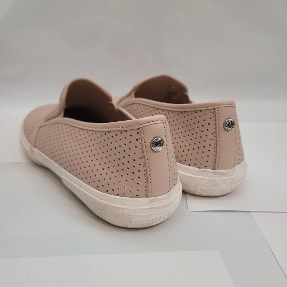 Michael Kors Keaton Slip-On Sneakers Womens 8M Pink Perforated Leather Excellent